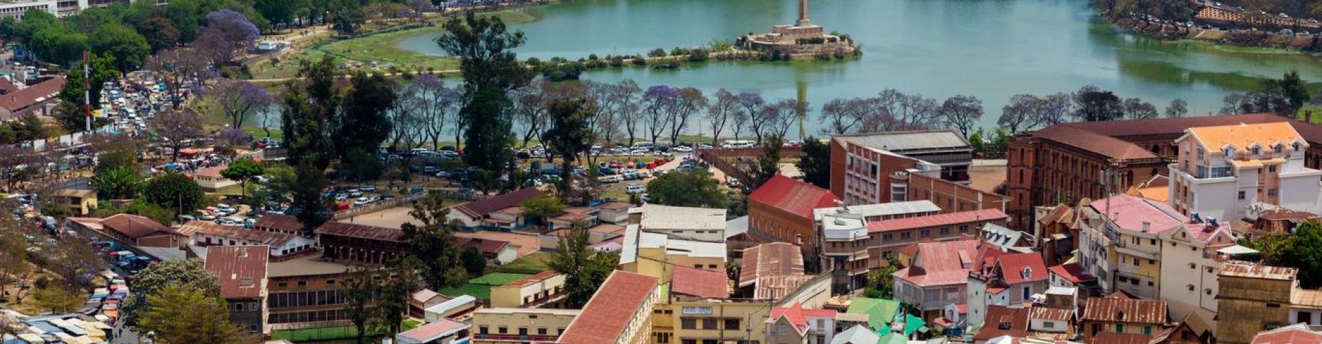 Scenic view of Antananarivo skyline at sunset