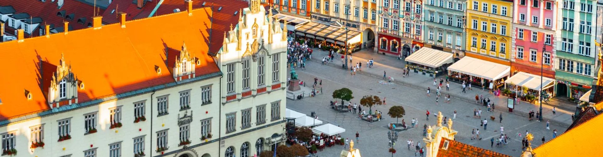 Wrocław cityscape at dusk