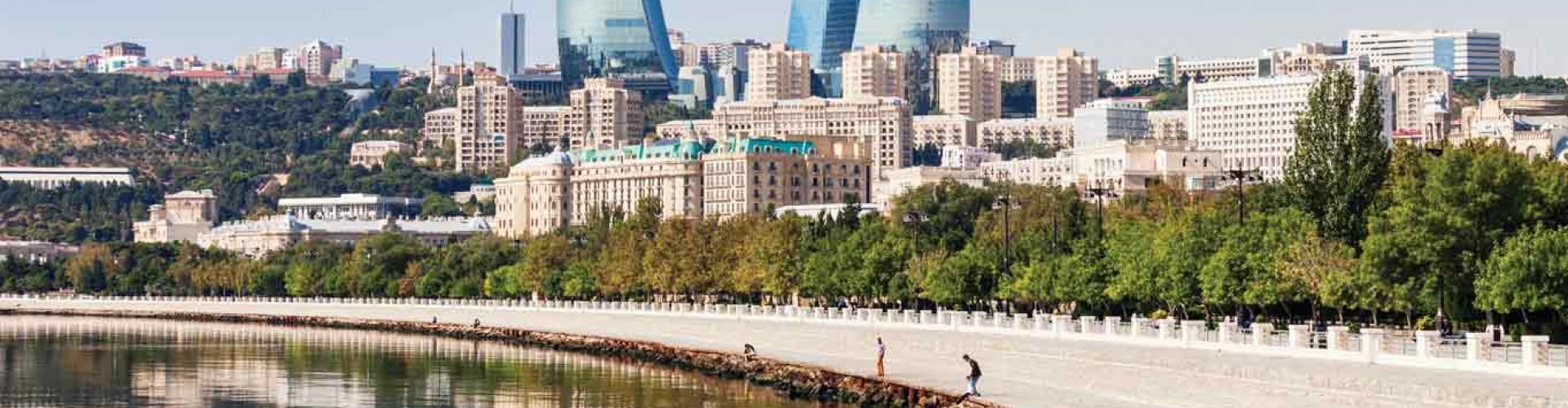 Scenic view of Baku at sunset