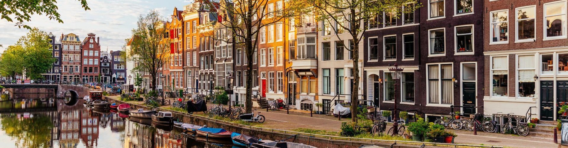 Beautiful Amsterdam canal at dusk