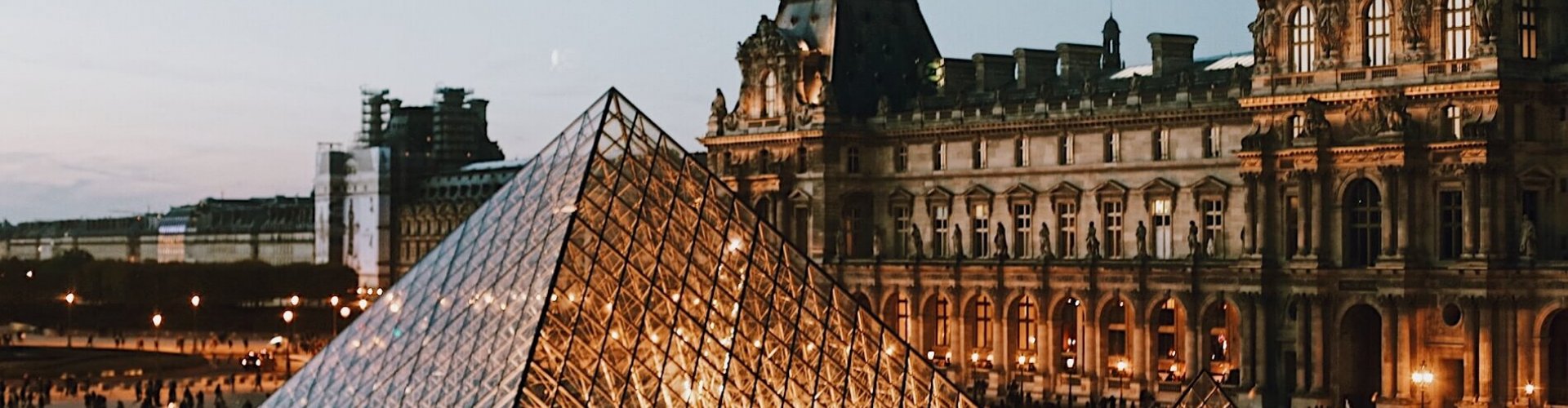 Scenic panorama of Paris skyline at sunset